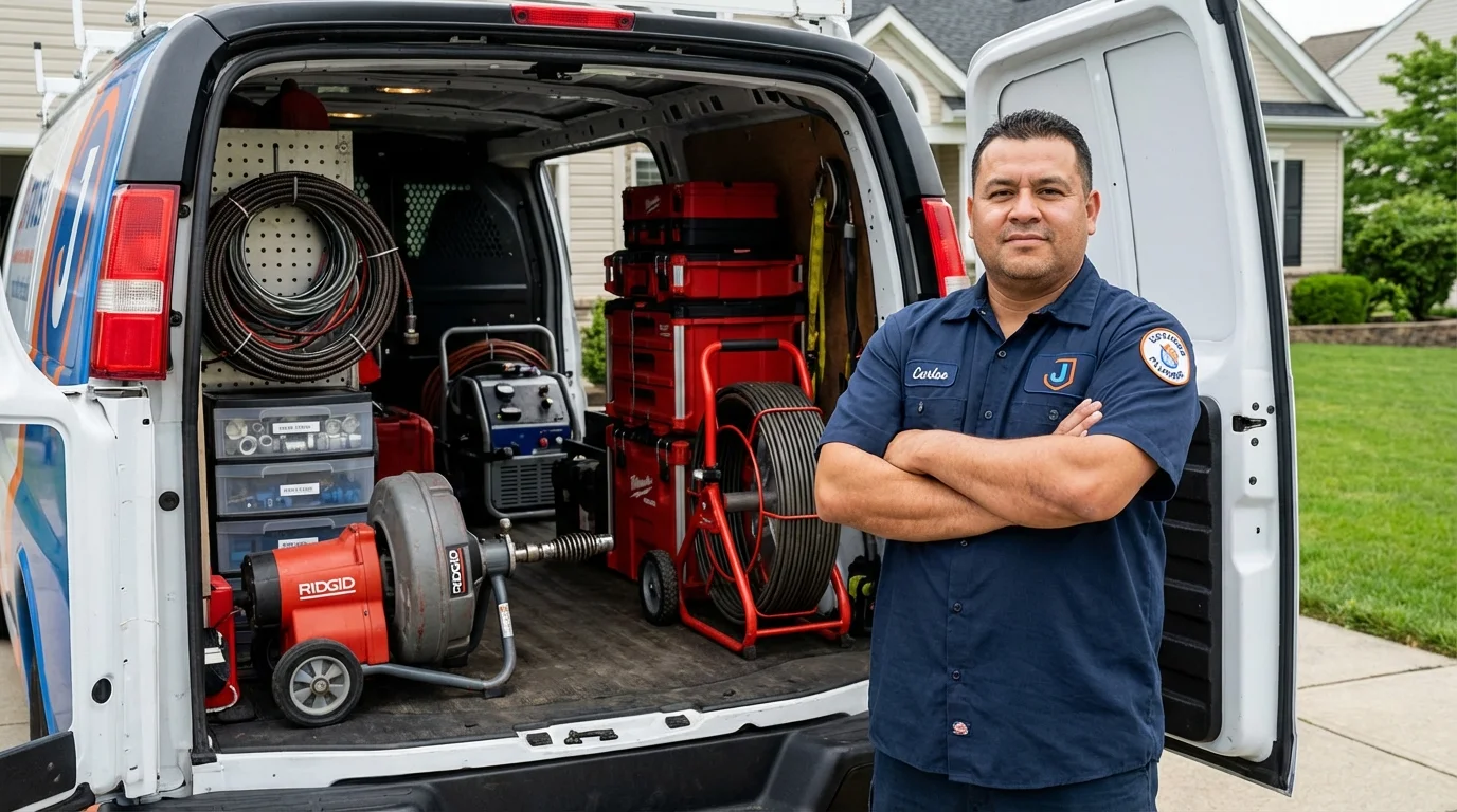 Professional drain cleaning equipment and Johns Plumbing LLC plumber in New Richmond