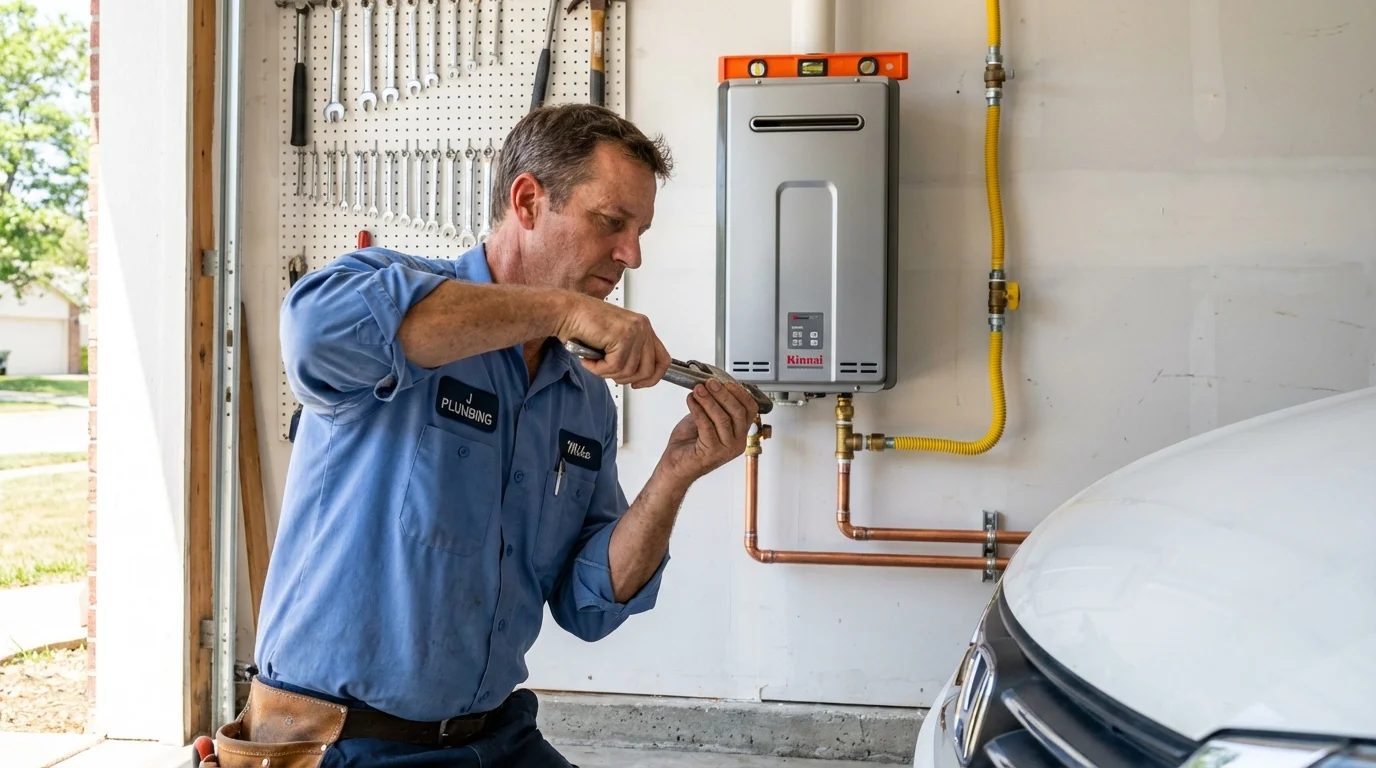 Tankless water heater installation by a Johns Plumbing LLC plumber in New Richmond